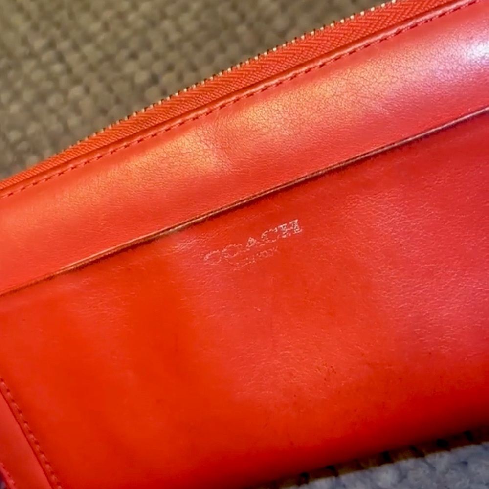Zippy red leather coach wallet